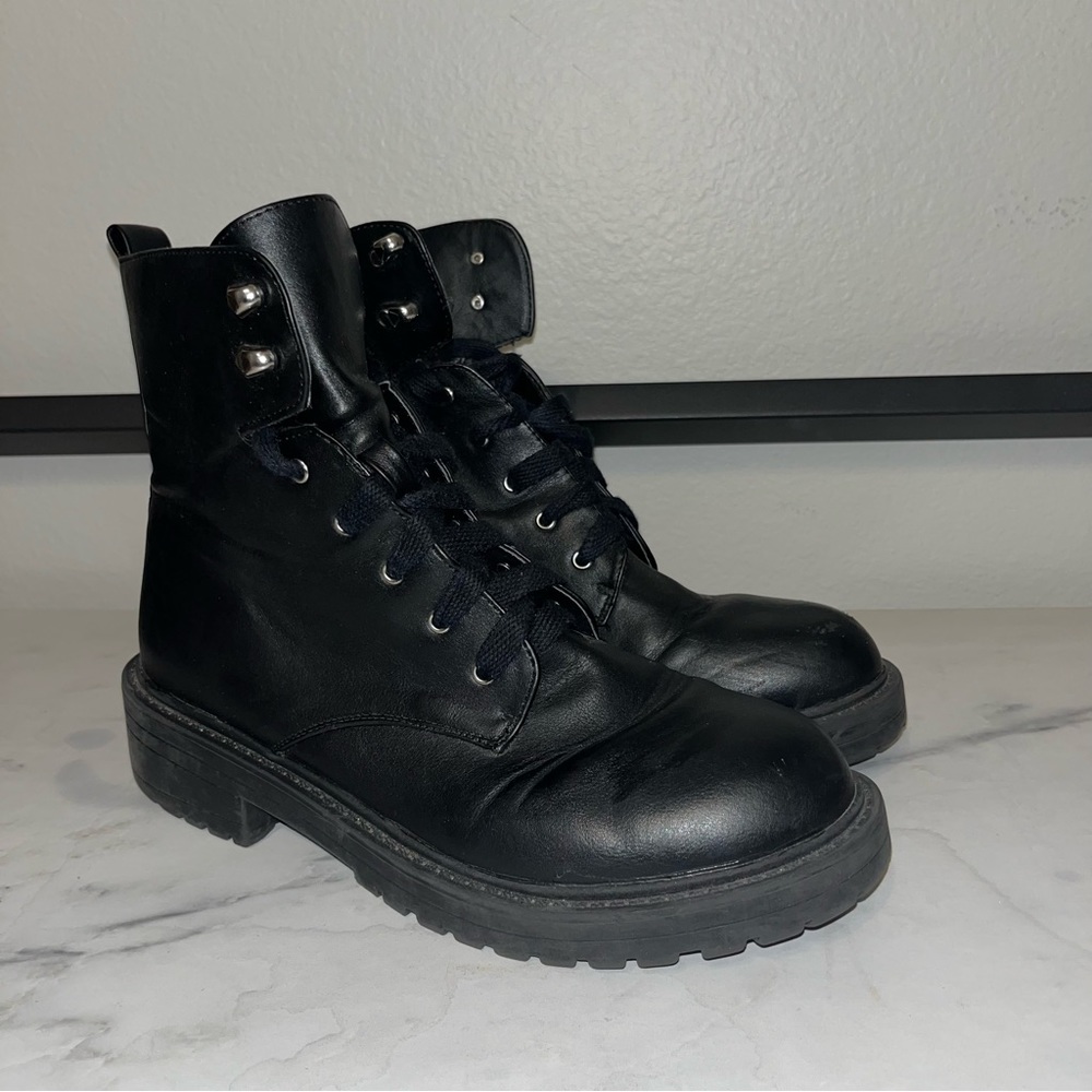 Black combat boots